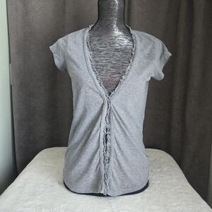 Elegant Gray V-Neck Women's Sweater